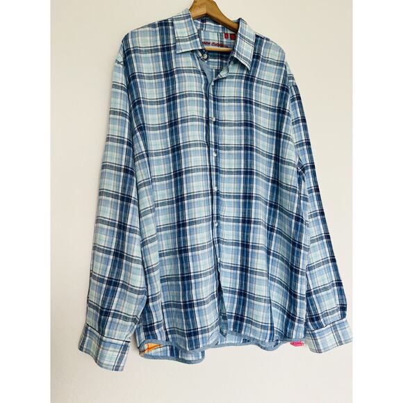REPORT COLLECTION Linen Blend Button Down Shirt Sz XXL Woven Resort Vacation - Picture 7 of 11